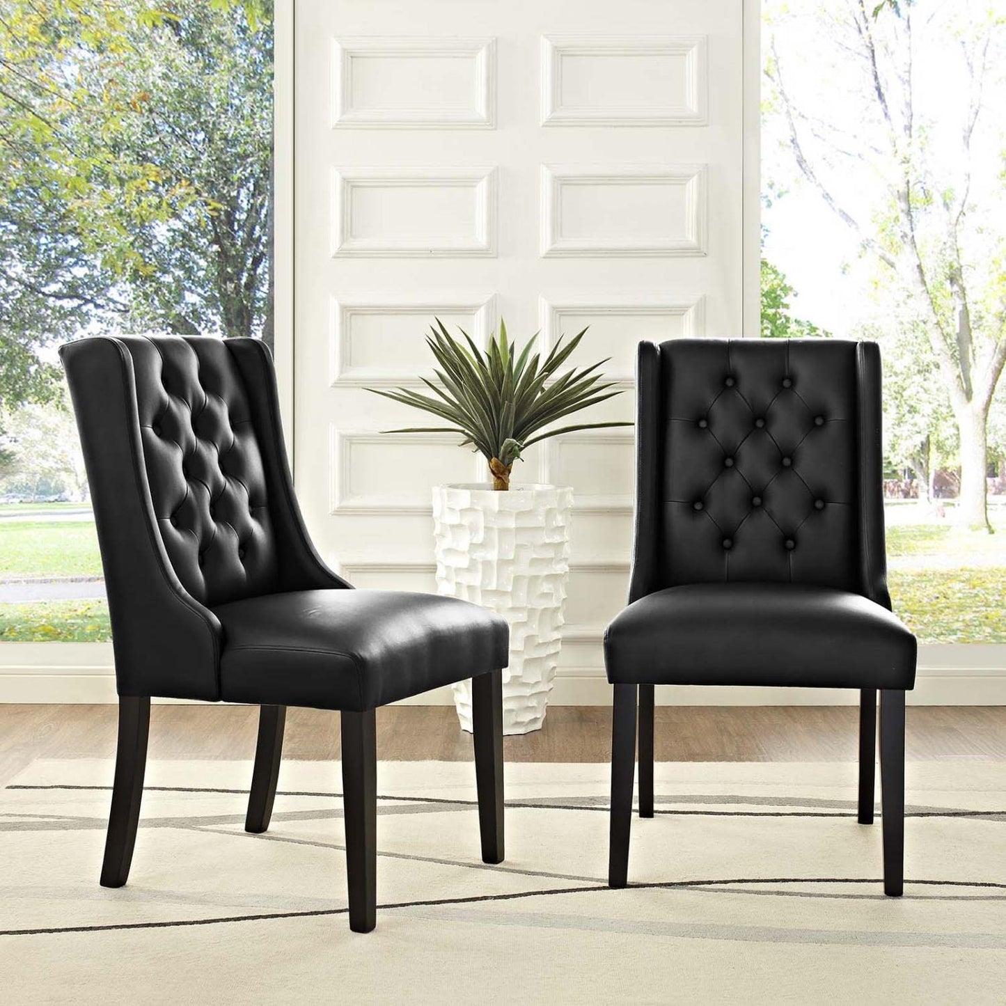 home office desk chairs | CasaFoyer Baronet Dining Chair Set of 2 | Exquisite Design | Solid Wood Frame | Premium Vinyl Upholstery | Non-Marking Foot Glides | Perfect for Contemporary Homes | casafoyer.myshopify.com