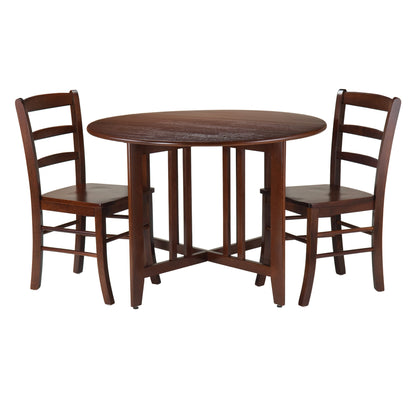 childrens table and chair sets | CasaFoyer Alamo Round Drop Leaf Table & 2 Chairs Set | Versatile & Space-saving | Solid Wood | Walnut Finish | Easy Assembly | 42 Round | 29.50 Tall | casafoyer.myshopify.com
