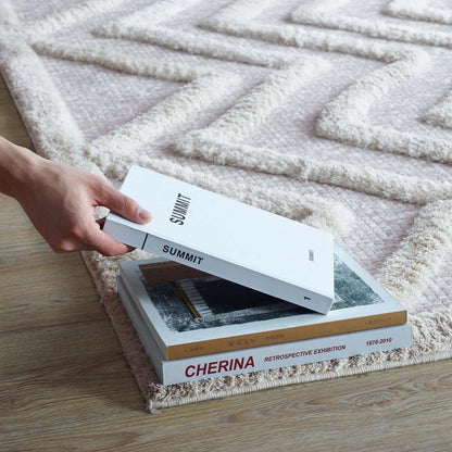 Carpet & Rugs | CasaFoyer Pathway Abstract Chevron 5x8 Shag Area Rug | Elegant Ivory & Light Gray Design | Luxurious Polyester & Chenille Blend | Durable & Family-Friendly | Perfect for Living Room, Bedroom, or Family Room | Easy to Clean & Maintain | Includes One Rug | casafoyer.myshopify.com