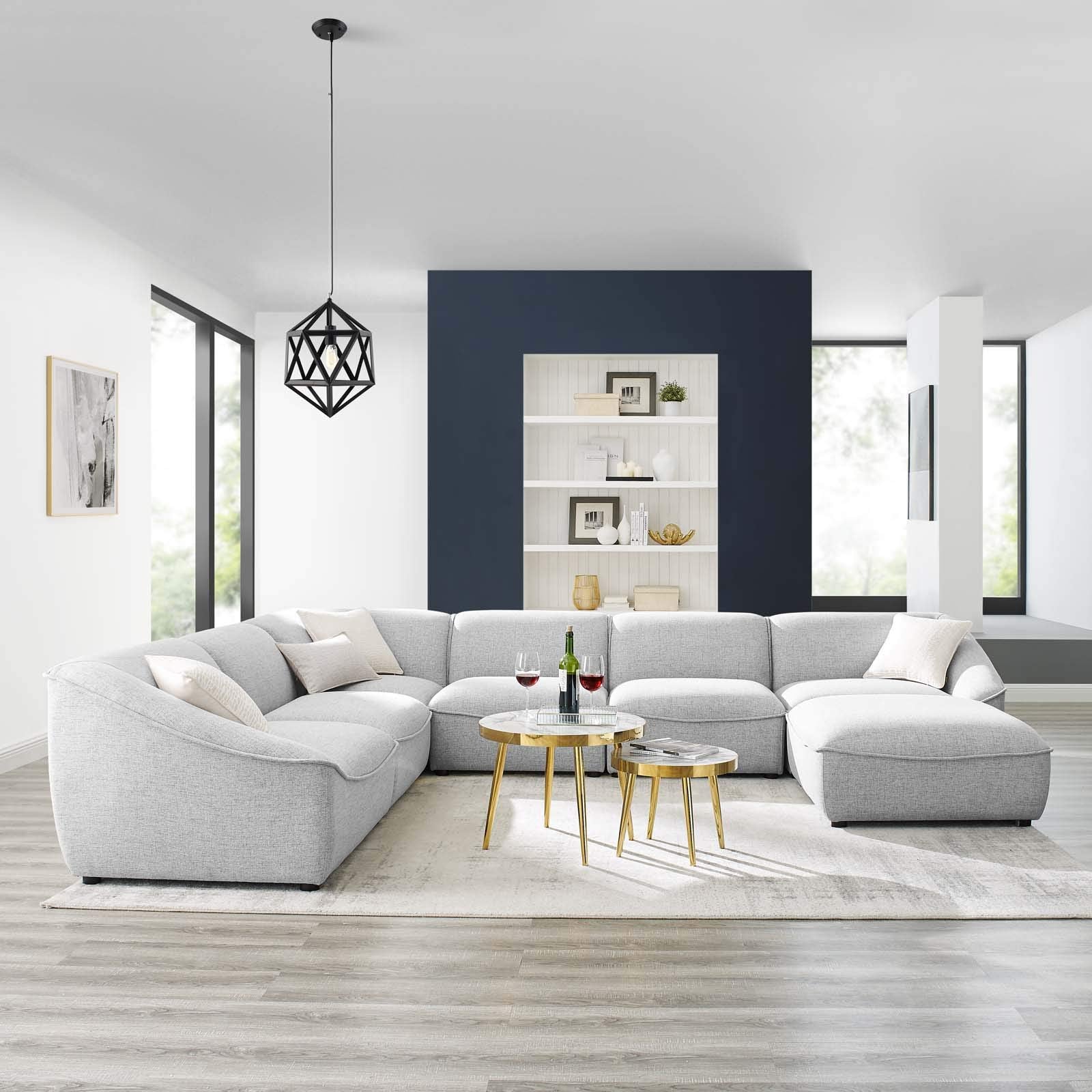 kitchen and dining room sets | CasaFoyer Comprise Upholstered 7-Piece Sectional Sofa | Ultimate Comfort & Luxury | French Piping | Dense Foam Padding | Polyester Upholstery | Solid Wood Construction | Sturdy Rubberwood Legs | Modular Design | casafoyer.myshopify.com