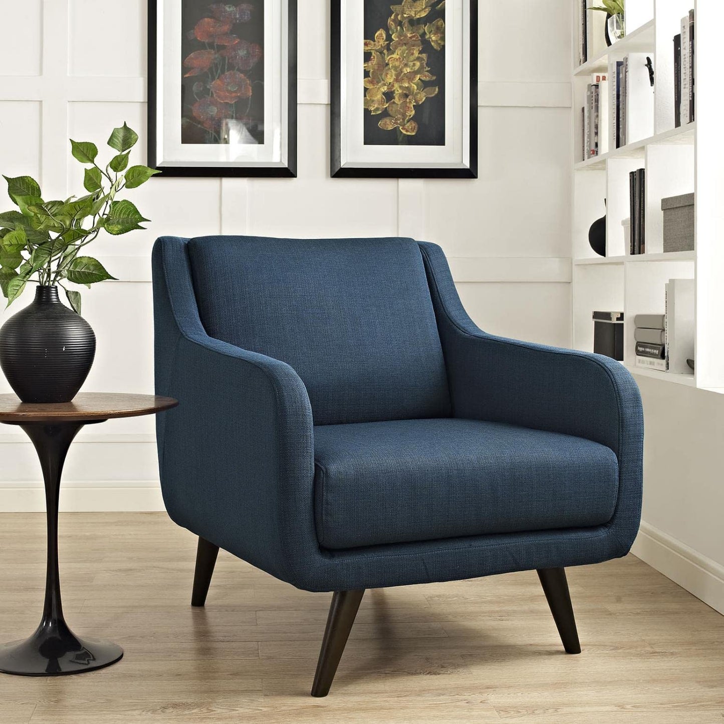 Chair | Verve Mid-Century Design Armchair | Plush Foam Cushioning | Espresso Stained Wood Legs | Ideal for Modern Living Rooms | Azure | casafoyer.myshopify.com