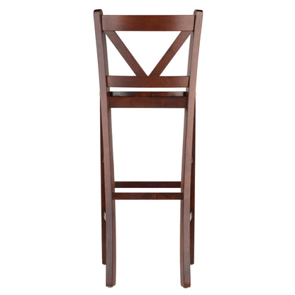 STOOL_SEATING | CasaFoyer  Wood Victor V-Back Bar Stools - Set of 2 | Antique Walnut Finish | Solid Beech Wood | 30 Height | Comfortable Seats | Stable & Stylish | Easy Assembly | casafoyer.myshopify.com