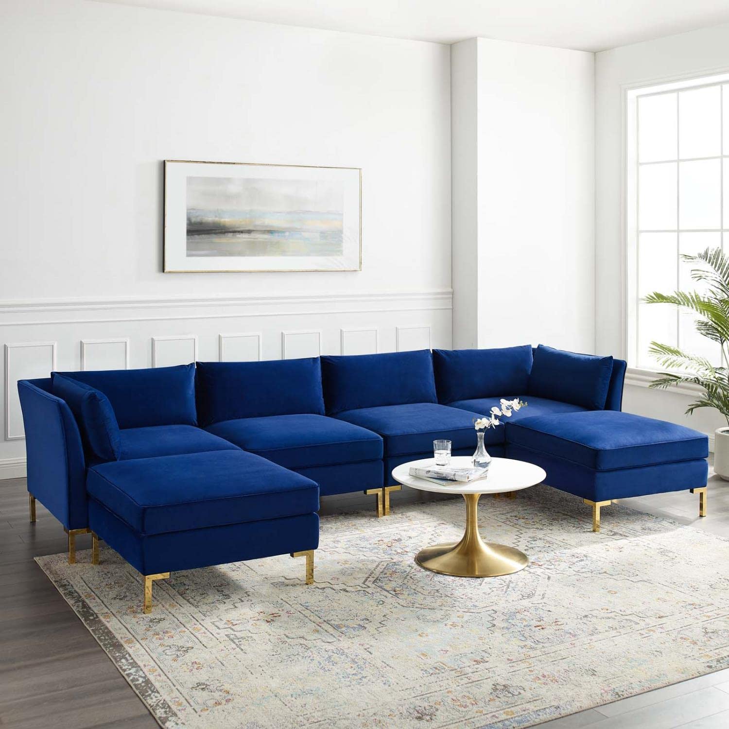 kitchen and dining room sets | CasaFoyer Ardent Performance Velvet 6-Piece Sectional Sofa | Vintage Modern Glam Deco Style | Stain-Resistant Velvet | Versatile Configurations | Comfortable Seating | Gold Metal Legs | 440 lbs Weight Capacity | casafoyer.myshopify.com