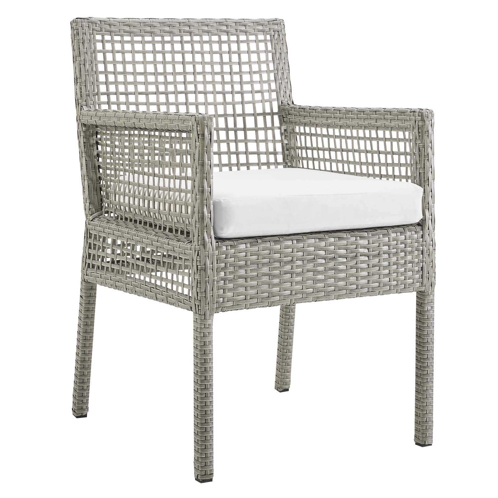 sofas | CasaFoyer Aura Outdoor Patio Dining Chair Set of 4 | Gray Wicker Rattan | Powder-Coated Aluminum Frame | All-Weather Cushion | Non-Marking Foot Caps | casafoyer.myshopify.com