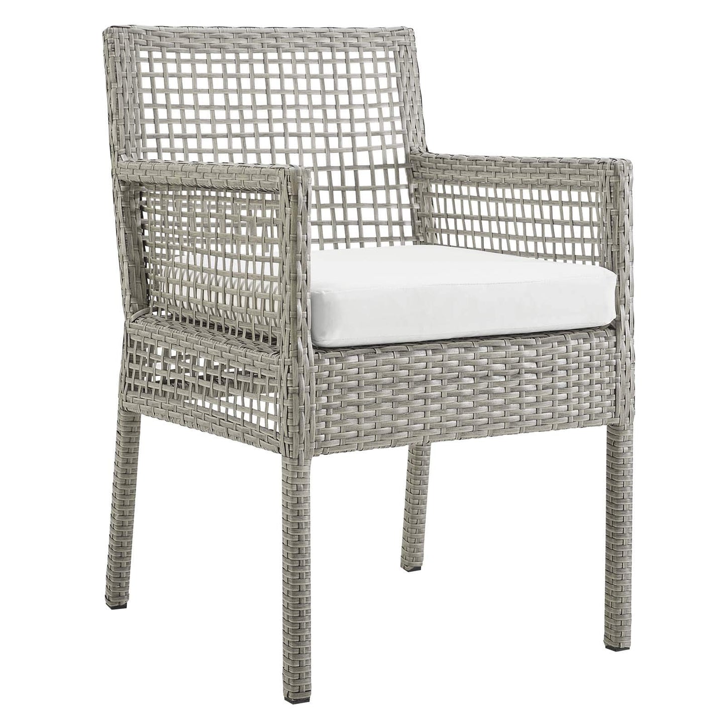 sofas | CasaFoyer Aura Outdoor Patio Dining Arm Chair Set of 2 | Gray Wicker Rattan | Aluminum Frame | All-Weather Cushions | Non-Marking Foot Caps | casafoyer.myshopify.com