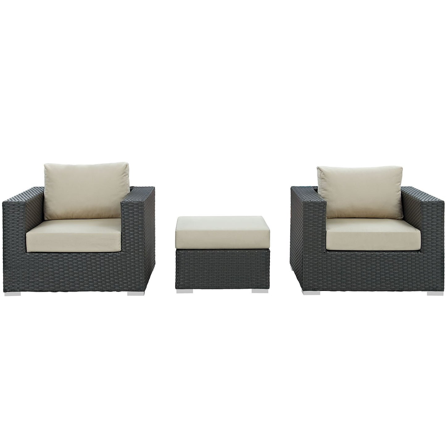 Patio Furniture Sets | Sojourn Outdoor Patio Furniture Set | Ottoman & Armchairs | Sunbrella Cushions | UV Protection | Aluminum Frame | casafoyer.myshopify.com