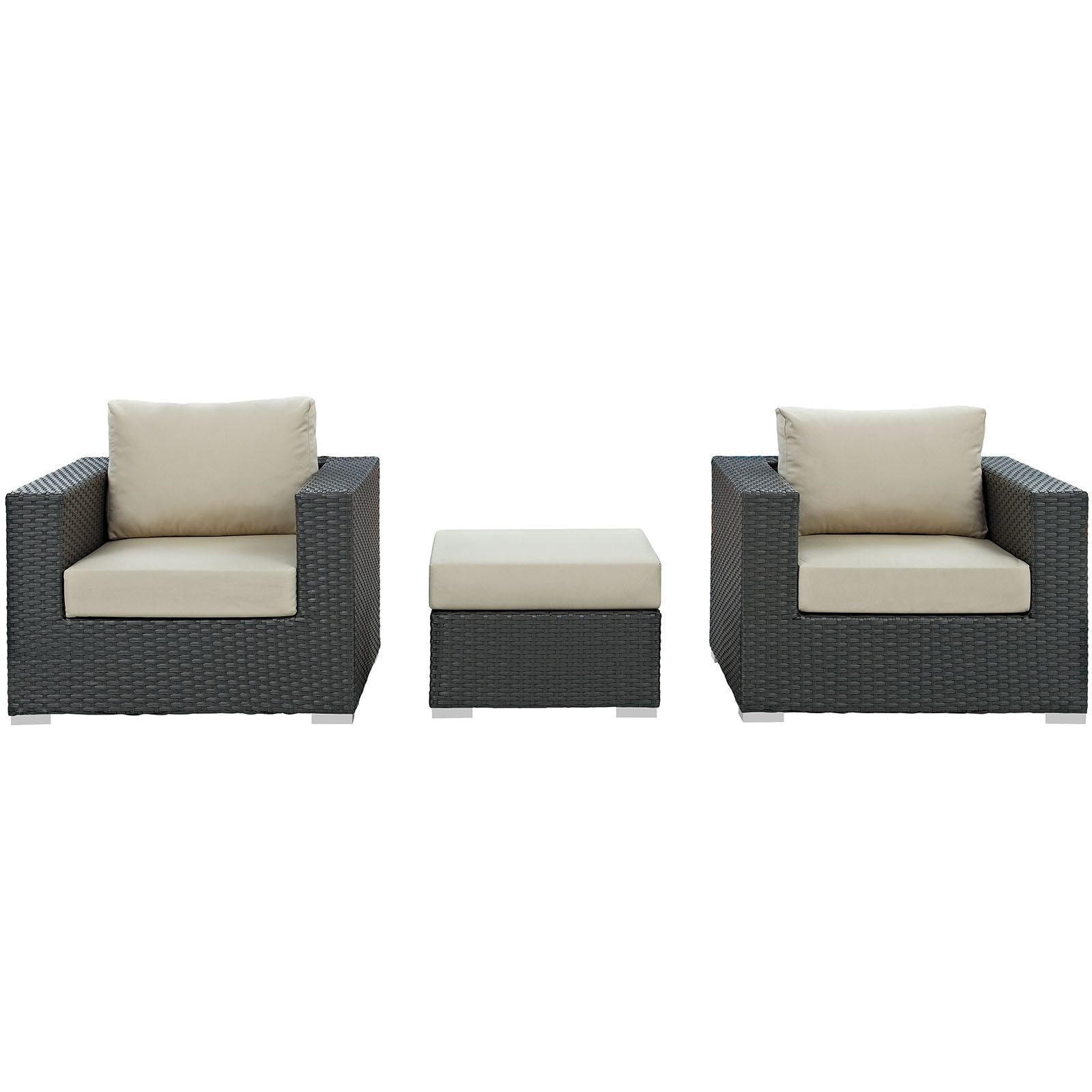Patio Furniture Sets | Sojourn Outdoor Patio Furniture Set | Ottoman & Armchairs | Sunbrella Cushions | UV Protection | Aluminum Frame | casafoyer.myshopify.com