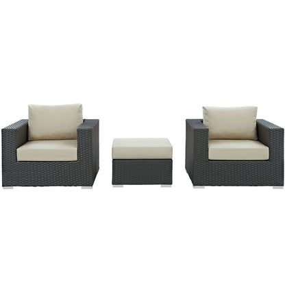Patio Furniture Sets | Sojourn Outdoor Patio Furniture Set | Ottoman & Armchairs | Sunbrella Cushions | UV Protection | Aluminum Frame | casafoyer.myshopify.com