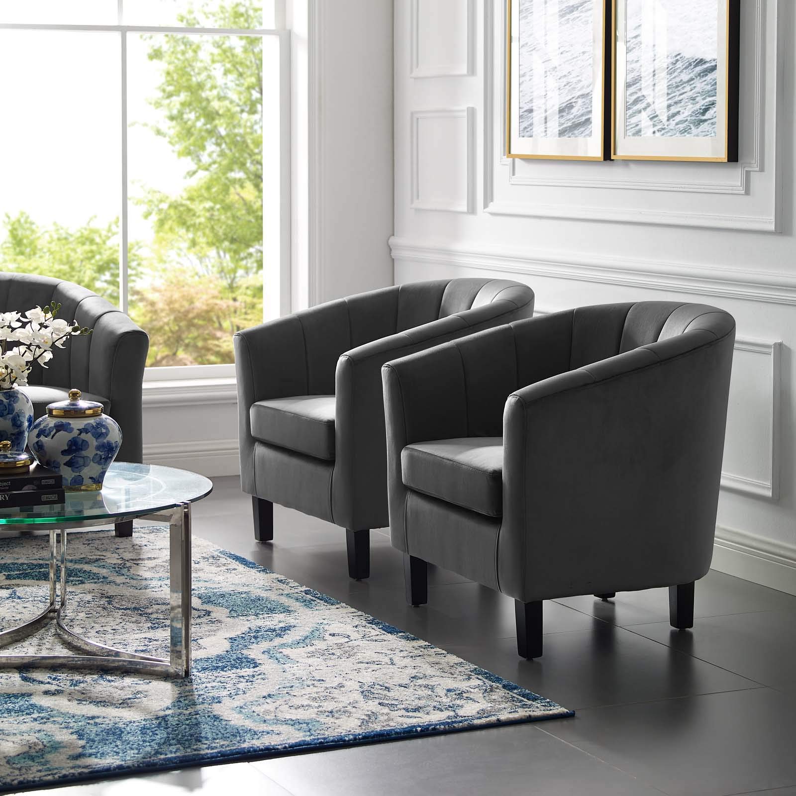 home office desk chairs | CasaFoyer Prospect Performance Velvet Armchair Set of 2 | Modern Twist | Stain-Resistant | Channel Tufted | Retro Modern Design | Comfortably Padded | 331 lbs Capacity | casafoyer.myshopify.com