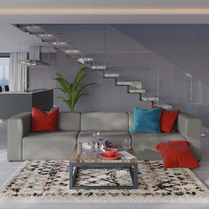 sofas | CasaFoyer Mingle Vegan Leather 3-Piece Sectional Sofa | Luxurious | Spacious | Comfortable | Stylish | Ideal for Modern Living Rooms | Gray | casafoyer.myshopify.com