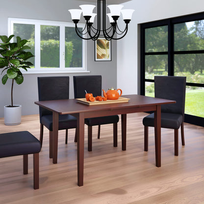 Dining Table | CasaFoyer Darren Dining Table | Solid Wood | Walnut Finish | Seats 6 | Self-Storing Butterfly Leaf | Beveled Edges | Easy Assembly | casafoyer.myshopify.com