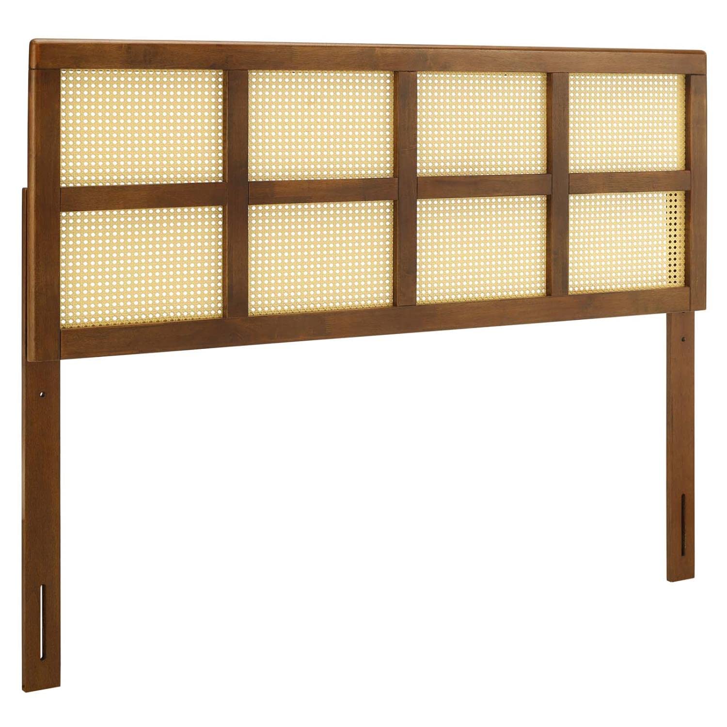 Bed | CasaFoyer Luana Cane Woven Rattan Full Headboard | Mid-Century Modern Style | Organic Aesthetic | Solid Rubberwood | Customizable | Assembly Required | casafoyer.myshopify.com