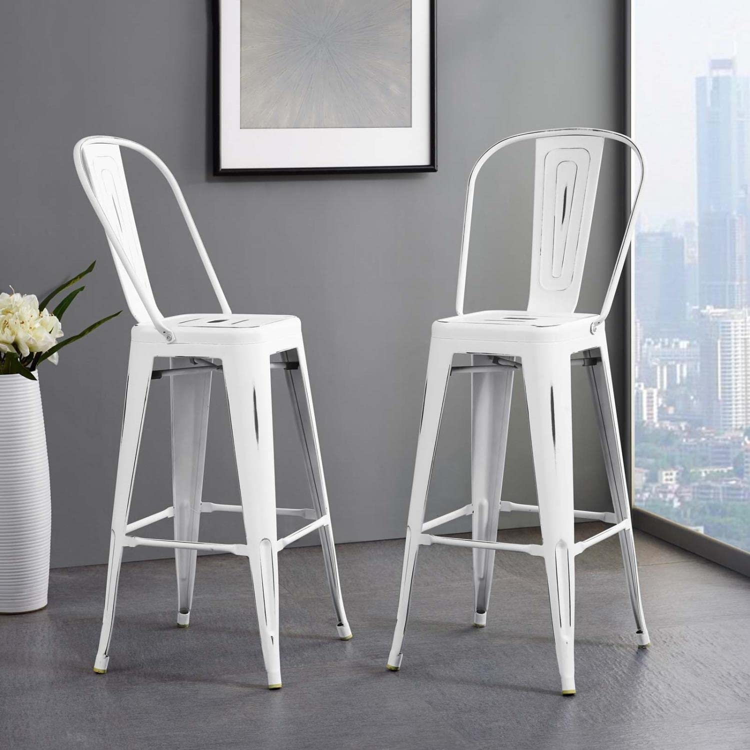 home office desk chairs | CasaFoyer Promenade Bar Stool | Vintage Powder Coated Steel | Classic Bistro Charm | Versatile & Stylish | Perfect for Breakfast Nook or Bar Area | casafoyer.myshopify.com