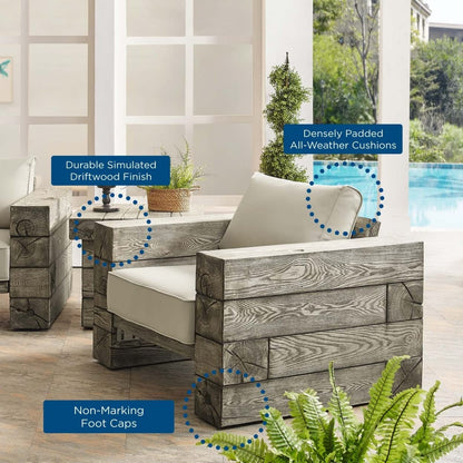 executive chairs | CasaFoyer Manteo Outdoor Patio Arm Lounge Chair | Rustic Coastal Design | Driftwood Texture | All-Weather Cushions | 441 lbs Capacity | casafoyer.myshopify.com