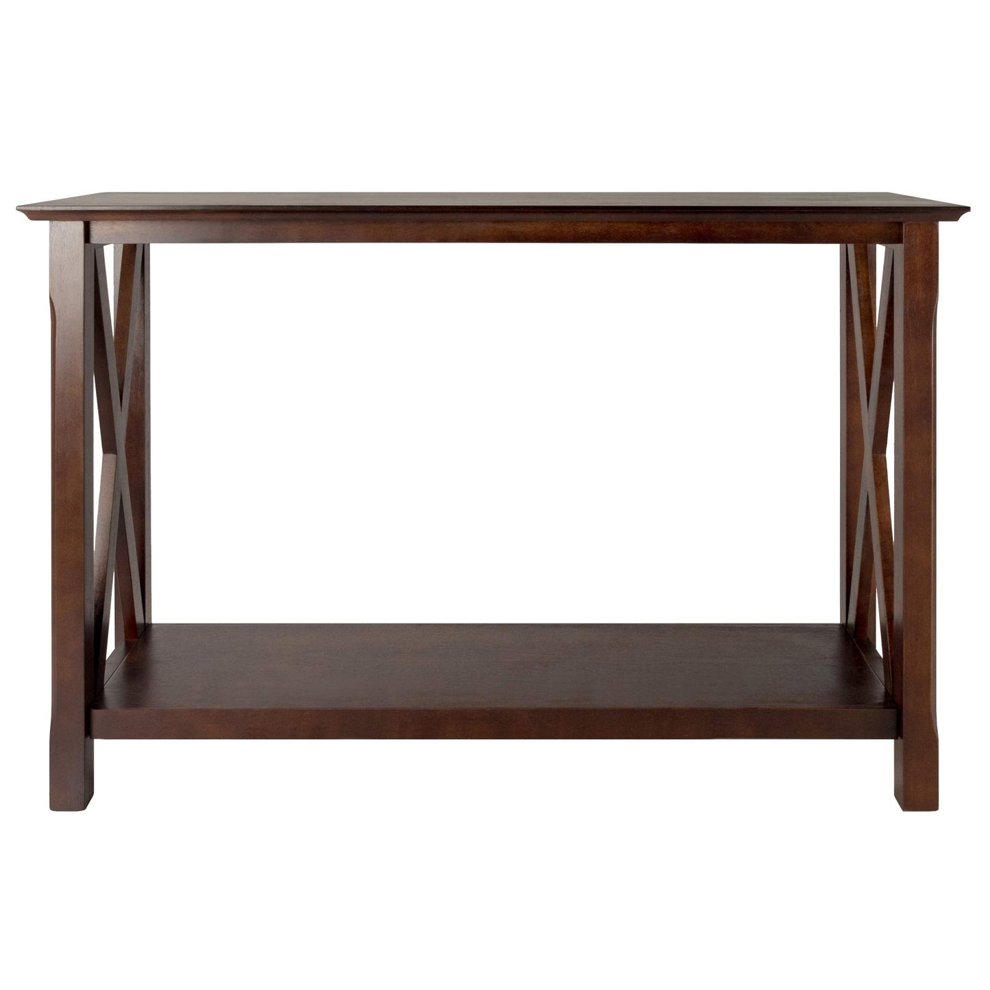 TABLE | Ergode  Wood Xola Console Table | X Cross Design | Cappuccino Finish | Entryway Hall Table | Bottom Shelf | Solid Wood Construction | Easy Assembly | 45 W x 17.09 D x 30 H | 37.48 lbs | casafoyer.myshopify.com