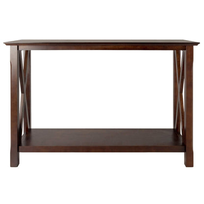 TABLE | Ergode  Wood Xola Console Table | X Cross Design | Cappuccino Finish | Entryway Hall Table | Bottom Shelf | Solid Wood Construction | Easy Assembly | 45 W x 17.09 D x 30 H | 37.48 lbs | casafoyer.myshopify.com