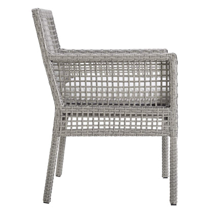 sofas | CasaFoyer Aura Outdoor Patio Dining Chair Set of 4 | Gray Wicker Rattan | Powder-Coated Aluminum Frame | All-Weather Cushion | Non-Marking Foot Caps | casafoyer.myshopify.com