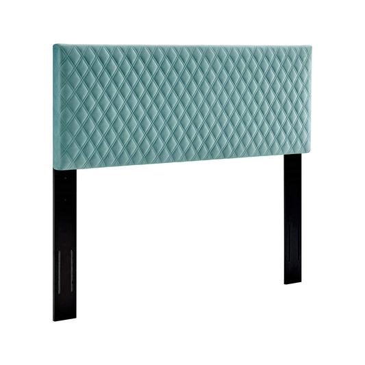headboards | CasaFoyer Angela Tufted Diamond Lattice Performance Velvet King Headboard | Stain-Resistant Upholstery | Adjustable Height | Mint | casafoyer.myshopify.com