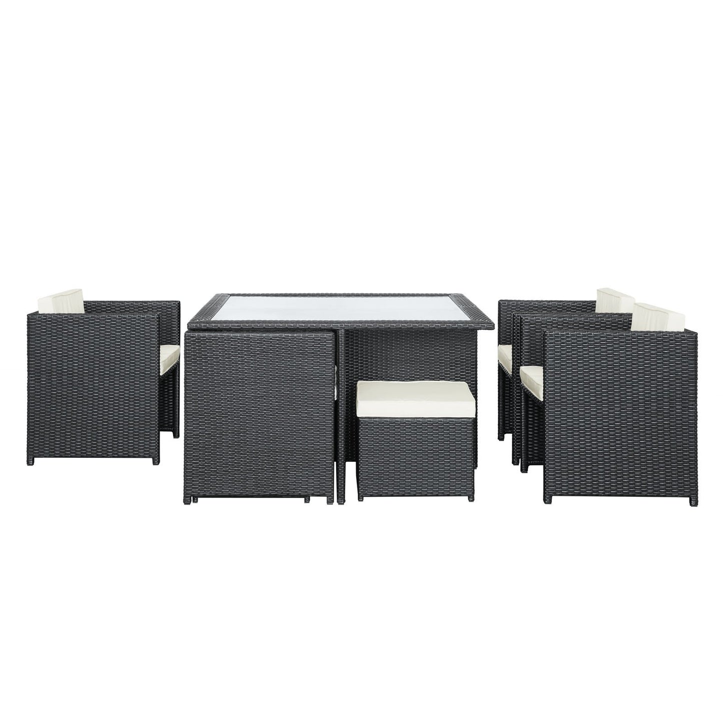 kitchen and dining room sets | CasaFoyer Inverse Outdoor Patio 9-Piece Dining Set | Espresso Wicker Rattan Table | Cushioned Seating | All-Weather Durability | casafoyer.myshopify.com