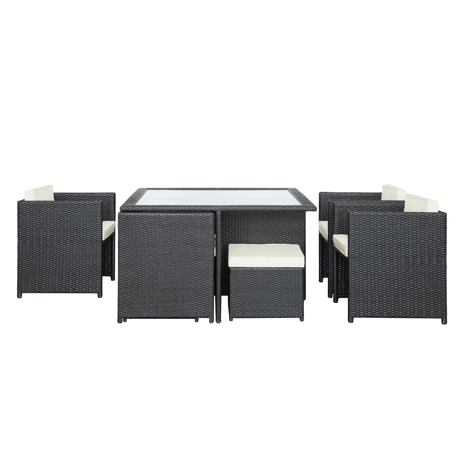 kitchen and dining room sets | CasaFoyer Inverse Outdoor Patio 9-Piece Dining Set | Espresso Wicker Rattan Table | Cushioned Seating | All-Weather Durability | casafoyer.myshopify.com