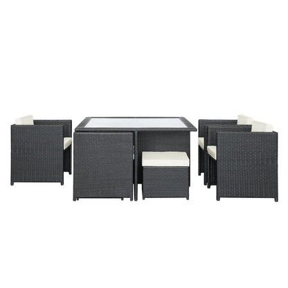 kitchen and dining room sets | CasaFoyer Inverse Outdoor Patio 9-Piece Dining Set | Espresso Wicker Rattan Table | Cushioned Seating | All-Weather Durability | casafoyer.myshopify.com