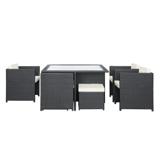 kitchen and dining room sets | CasaFoyer Inverse Outdoor Patio 9-Piece Dining Set | Espresso Wicker Rattan Table | Cushioned Seating | All-Weather Durability | casafoyer.myshopify.com