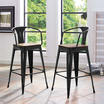 barstools | CasaFoyer Promenade Arm Bamboo & Metal Bar Stool Set | Vintage Steel Finish | Industrial Modern Design | Dynamic & Vibrant Eating & Bar Experience | casafoyer.myshopify.com
