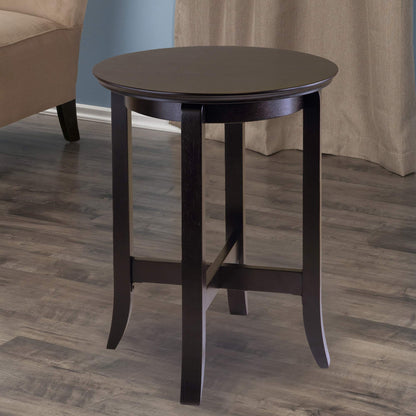 TABLE | Ergode  Wood Toby Round Accent Table | 18 Diameter | Espresso Finish | Solid Wood Construction | X Cross Stretcher | Easy Assembly | 18.03 W x 18.03 D x 21.97 H | 10.8 lbs. | casafoyer.myshopify.com