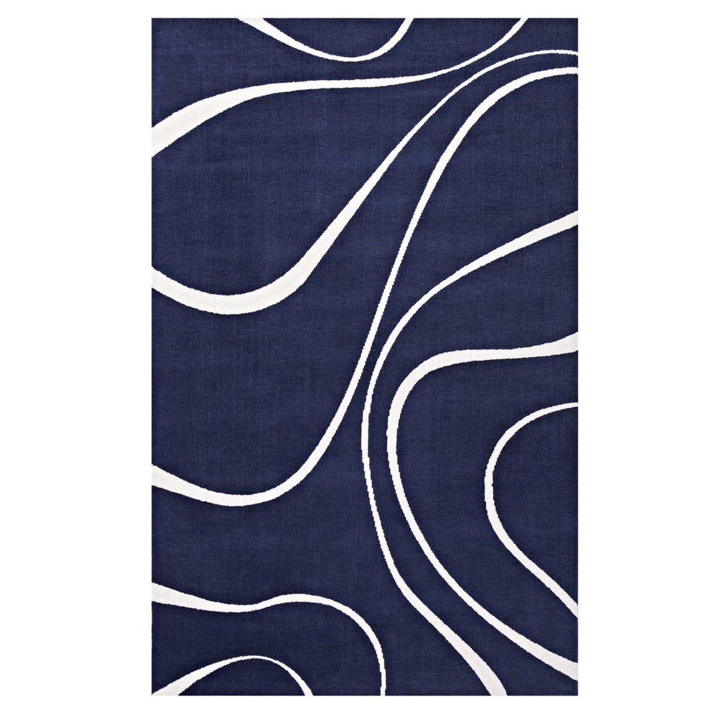Carpet & Rugs | CasaFoyer Therese Abstract Swirl Area Rug | Elegant Modern Design | Soft Polyester Microfiber | Jute Bottom | Durable & Non-Shedding | Stain-Resistant | Ideal for Various Rooms | Easy to Maintain | 5x8 Size | Navy & Ivory | casafoyer.myshopify.com