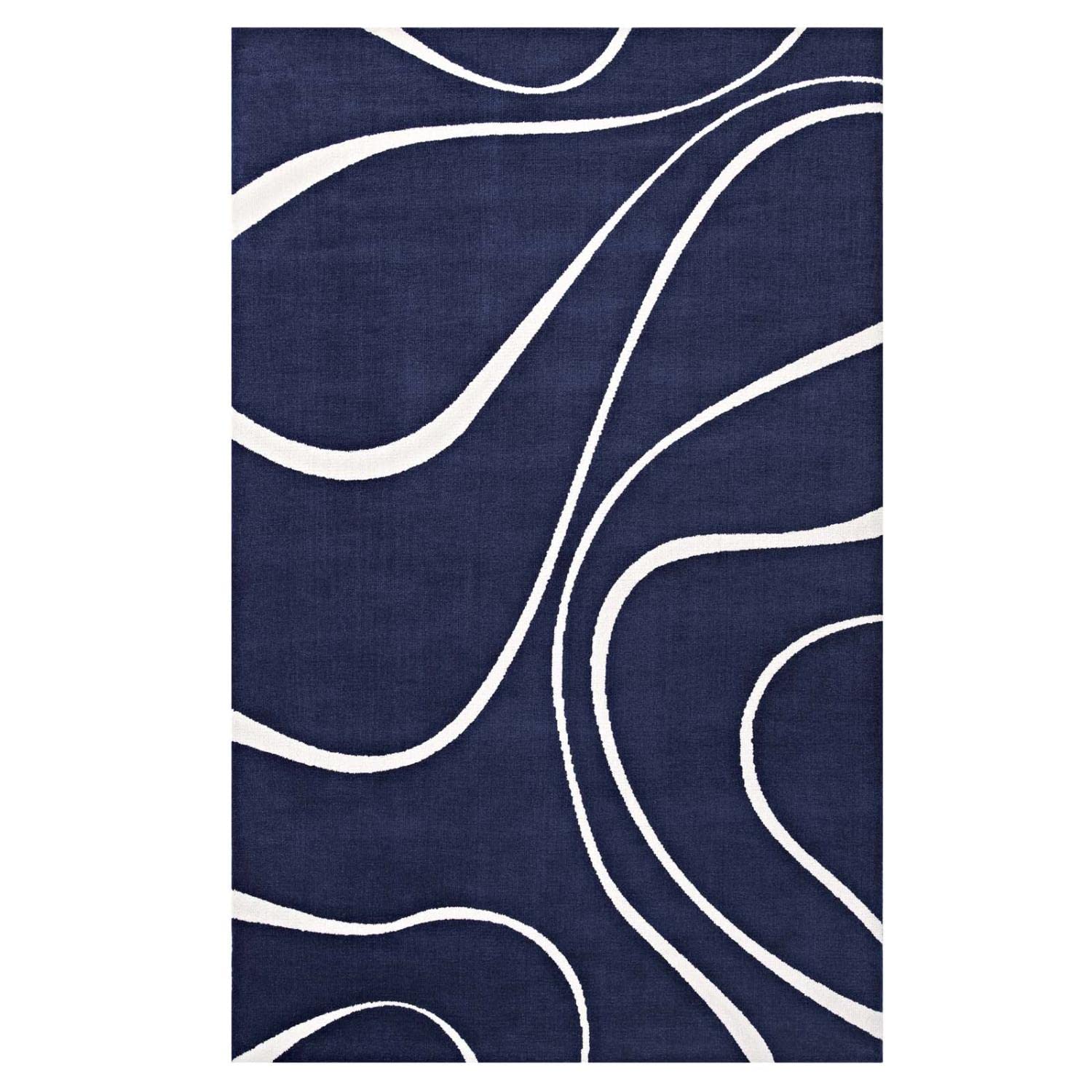 area rugs | CasaFoyer Therese Abstract Swirl Area Rug | Elegant Modern Design | Soft Polyester Microfiber | Durable Jute Bottom | Minimal Shedding | Stain-Resistant | 8x10 Navy/Ivory | casafoyer.myshopify.com