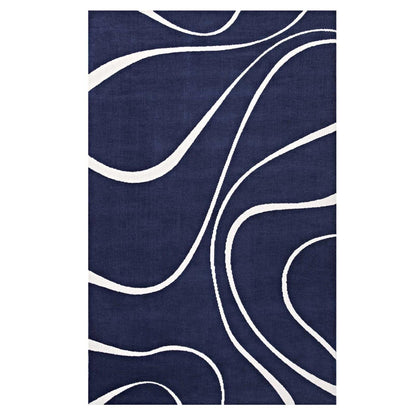 area rugs | CasaFoyer Therese Abstract Swirl Area Rug | Elegant Modern Design | Soft Polyester Microfiber | Durable Jute Bottom | Minimal Shedding | Stain-Resistant | 8x10 Navy/Ivory | casafoyer.myshopify.com