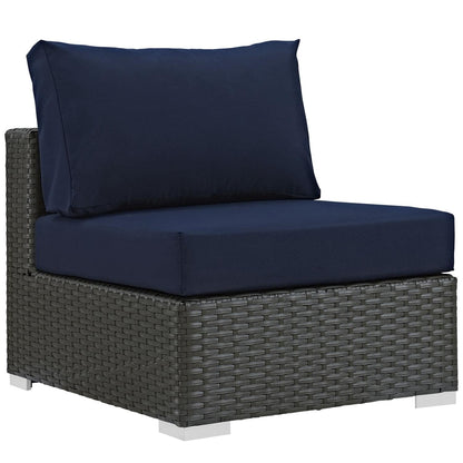 kitchen and dining room sets | CasaFoyer Sojourn Outdoor Patio Furniture Set | 7 Piece Sunbrella Sectional with Armless Chairs, Coffee Table, Corners | casafoyer.myshopify.com