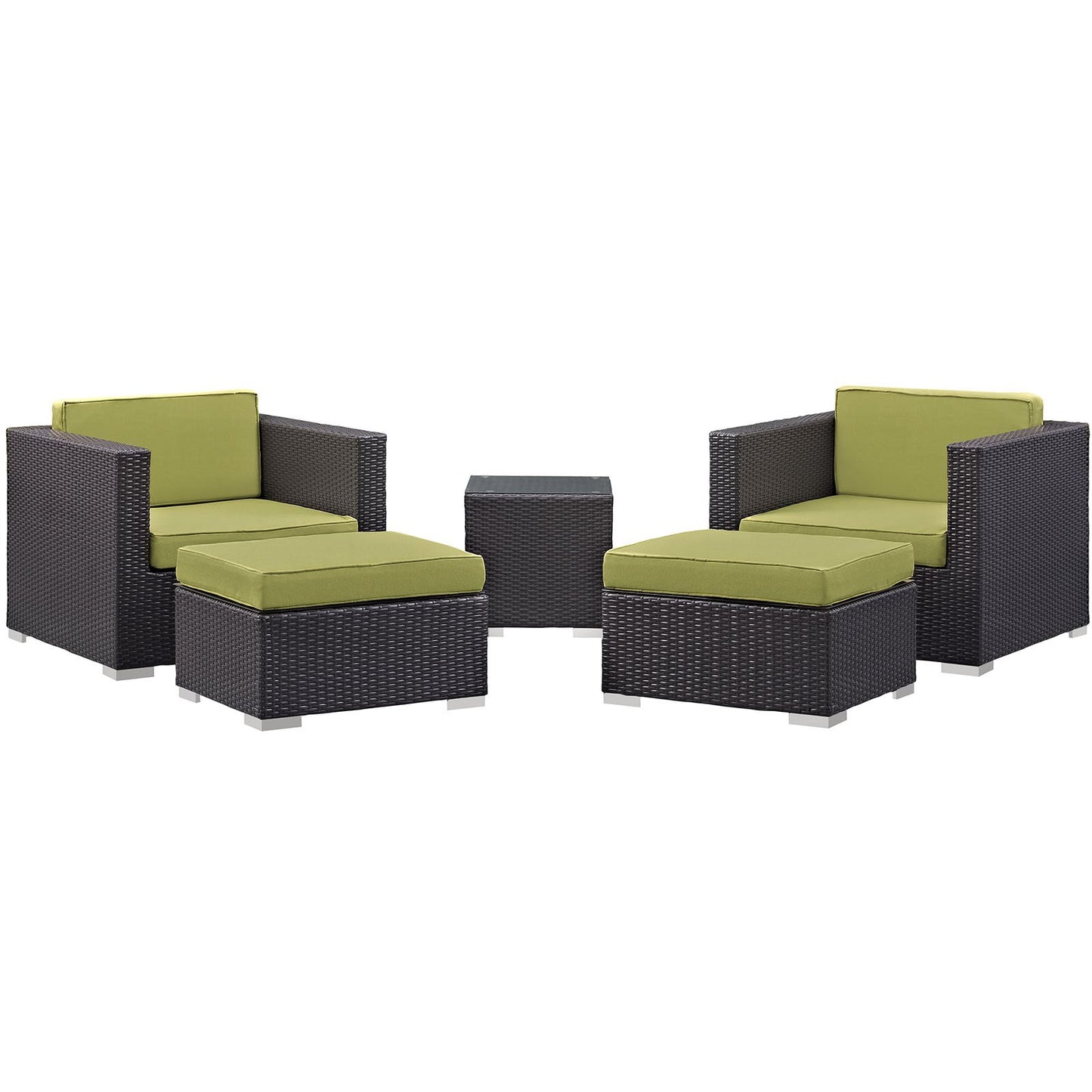 kitchen and dining room sets | CasaFoyer Convene Outdoor Sectional Set | Synthetic Rattan | Aluminum Frame | All-Weather Cushions | Patio Lounge Armchair, Ottoman, Side Table | casafoyer.myshopify.com