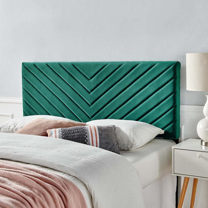 Bed | CasaFoyer Alyson Twin Angular Channel Tufted Performance Velvet Upholstered Headboard | Elegant & Durable Bedroom Decor | Teal | casafoyer.myshopify.com