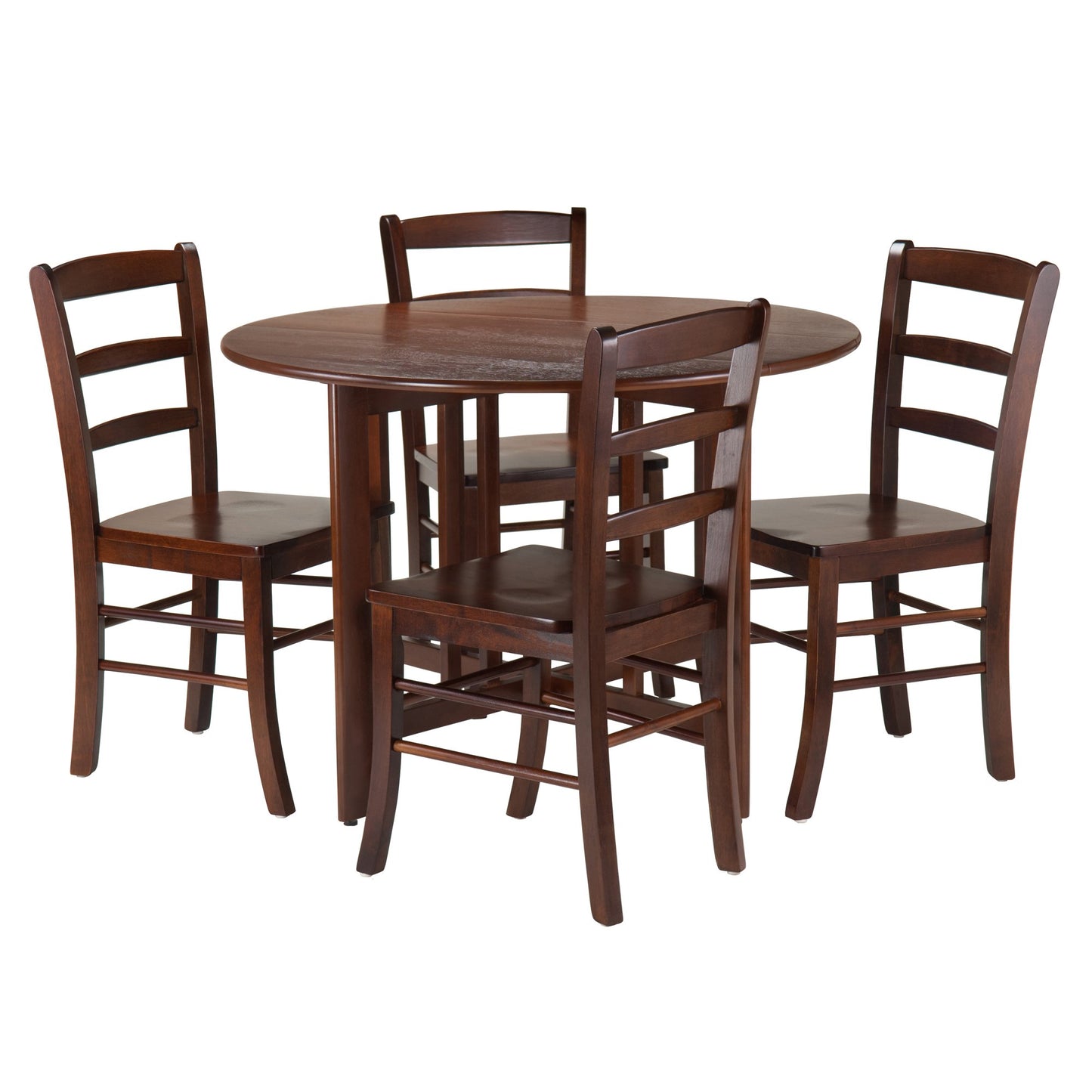 childrens table and chair sets | CasaFoyer Alamo Round Drop Leaf Table Set | 42 Diameter | 4 Chairs | Solid Wood | Walnut Finish | Perfect for Small Spaces | Easy Assembly | casafoyer.myshopify.com