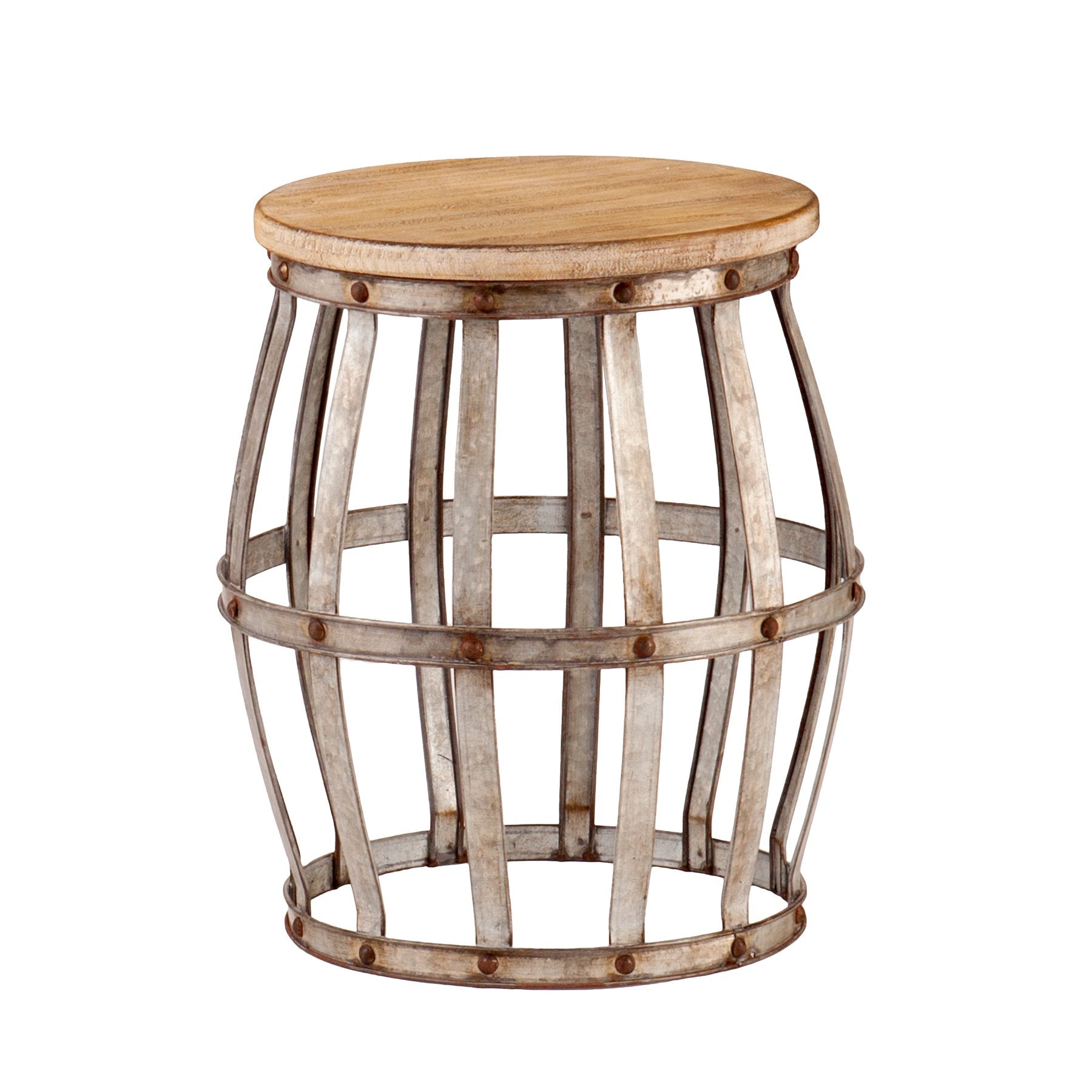 TABLE | Industrial Accent Table | Weathered Fir | Antique Silver | Hidden Storage | Riveted Trim | Perfect for Books, Coffee Mugs, Lamp | casafoyer.myshopify.com