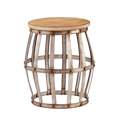 TABLE | Industrial Accent Table | Weathered Fir | Antique Silver | Hidden Storage | Riveted Trim | Perfect for Books, Coffee Mugs, Lamp | casafoyer.myshopify.com