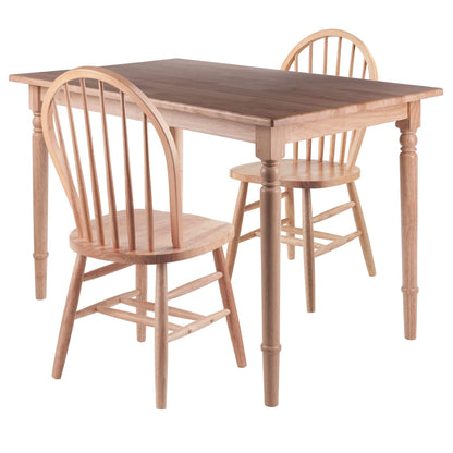 childrens table and chair sets | CasaFoyer  Wood Ravenna Dining Set | Vintage Charm | Solid Wood | Natural Finish | Farmhouse Style | Table & 2 Windsor Chairs | Easy Assembly | 47.2W x 30.3D x 30.3H | casafoyer.myshopify.com