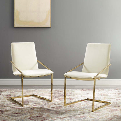 home office desk chairs | CasaFoyer Pitch Performance Velvet Upholstered Dining Armchair Set of 2 | Gold Ivory | Stain-Resistant | Comfortable Foam Padded Seat | Non-Marking Foot Caps | 330 lbs Weight Capacity | casafoyer.myshopify.com