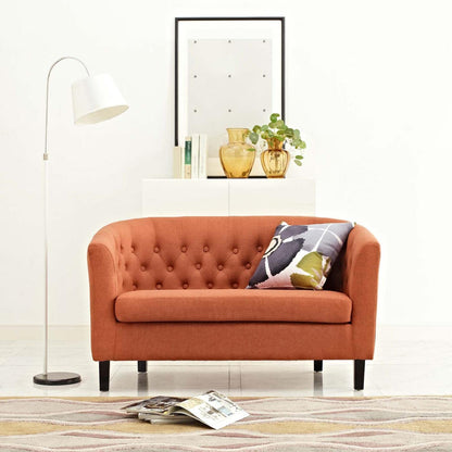 sofas | CasaFoyer Prospect Chesterfield Loveseat | Timeless Luxury | Modern Design | Button Tufting | Espresso Legs | Foam Padding | Polyester Fabric | Orange | casafoyer.myshopify.com