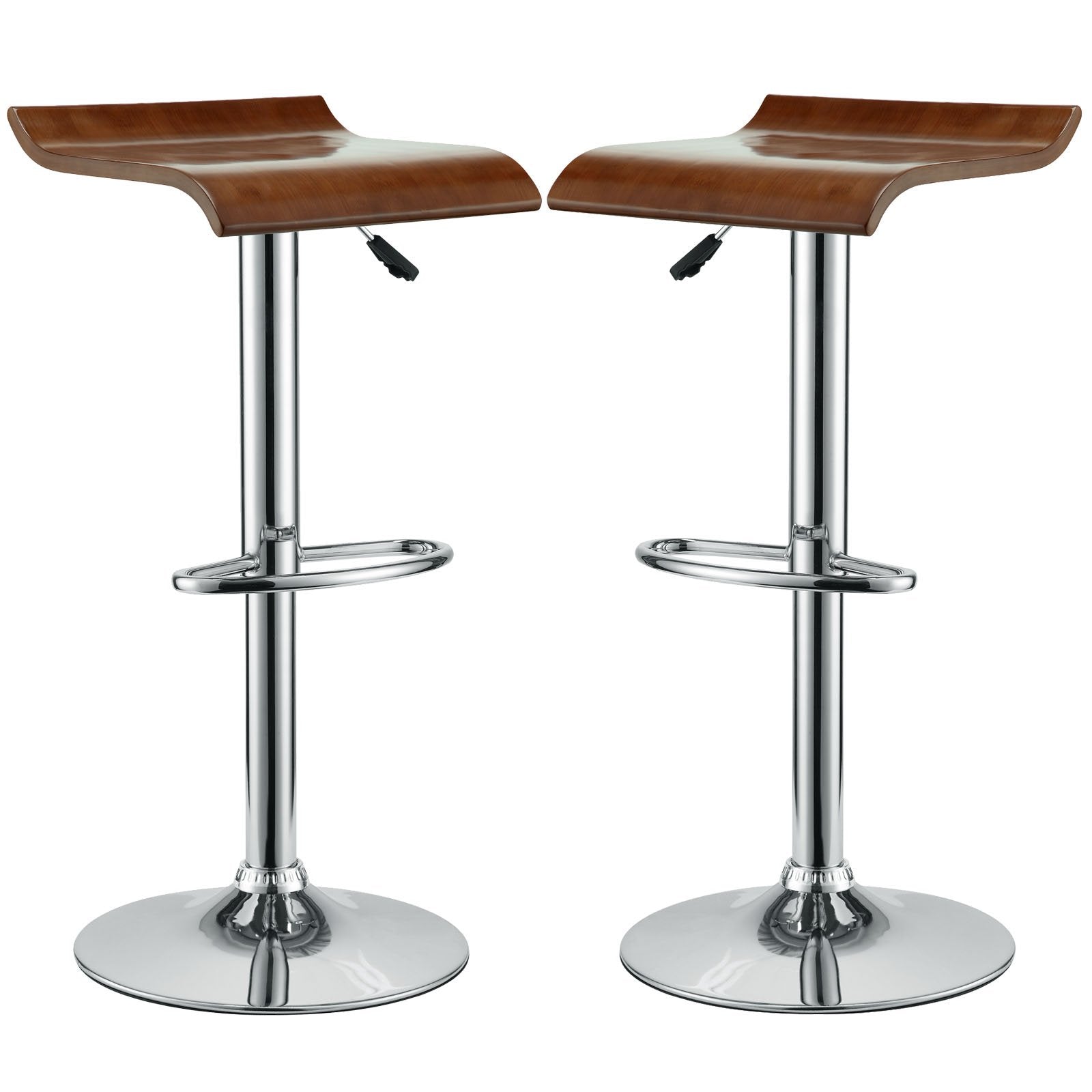 barstools | CasaFoyer Bentwood Bar Stool Set of 2 | Chrome Steel Frame | Adjustable Height | Natural Wood Finish | Ideal for Home Bar or Counter Seating | casafoyer.myshopify.com