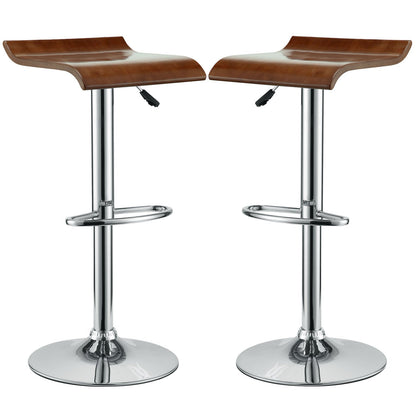 barstools | CasaFoyer Bentwood Bar Stool Set of 2 | Chrome Steel Frame | Adjustable Height | Natural Wood Finish | Ideal for Home Bar or Counter Seating | casafoyer.myshopify.com