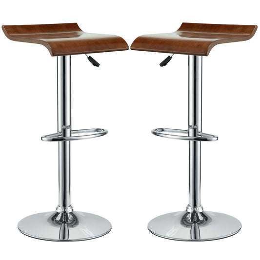 barstools | CasaFoyer Bentwood Bar Stool Set of 2 | Chrome Steel Frame | Adjustable Height | Natural Wood Finish | Ideal for Home Bar or Counter Seating | casafoyer.myshopify.com