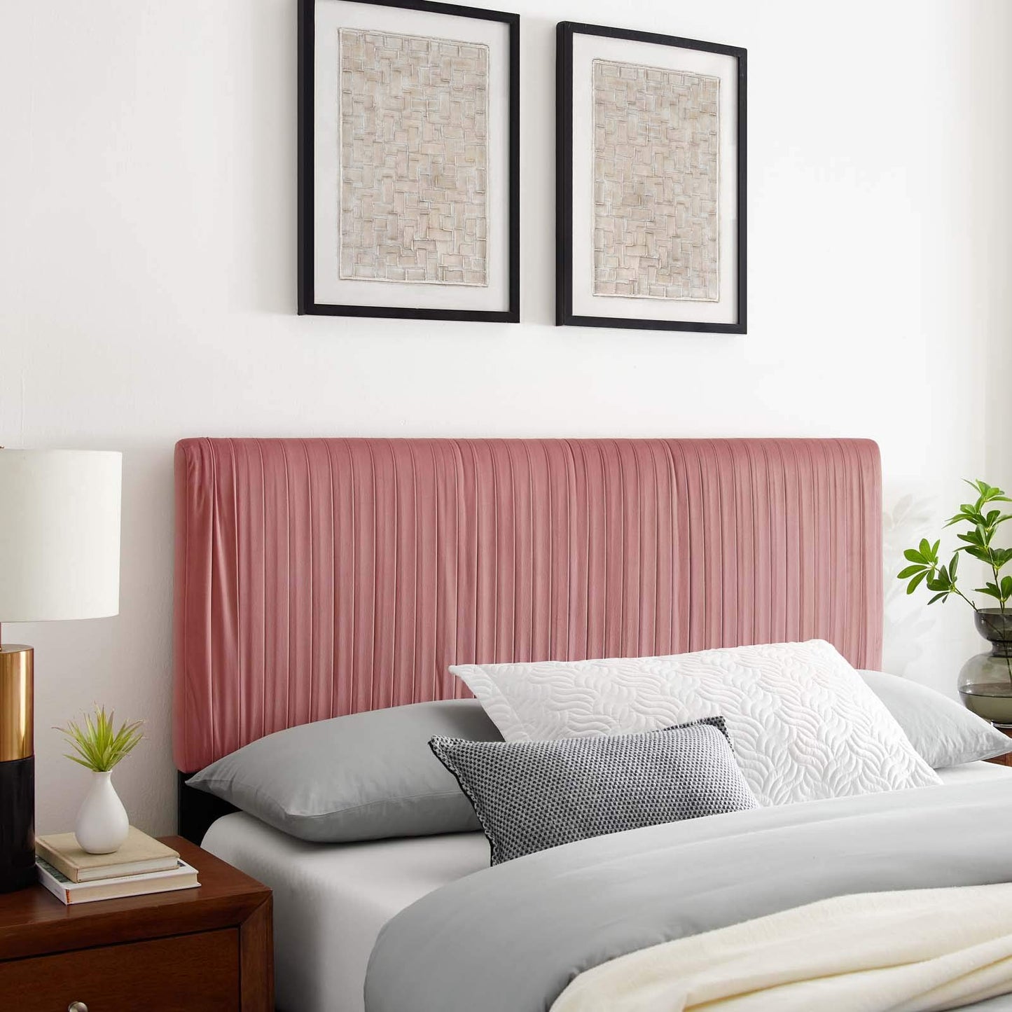 Bed | CasaFoyer Eloise Channel Tufted Performance Velvet Full/Queen Headboard | Vintage Modern Elegance | Art Deco Style | Stain-Resistant Upholstery | Height-Adjustable | casafoyer.myshopify.com