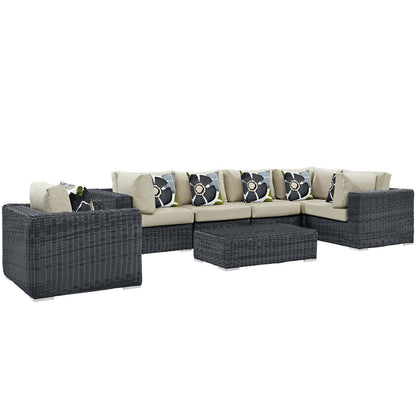 kitchen and dining room sets | CasaFoyer Summon Outdoor Patio Sectional Sofa Set | Two-Tone Rattan | Sunbrella Cushions | UV Protection | Aluminum Frame | Modern Design | Coffee Table | 7 Piece Set | casafoyer.myshopify.com