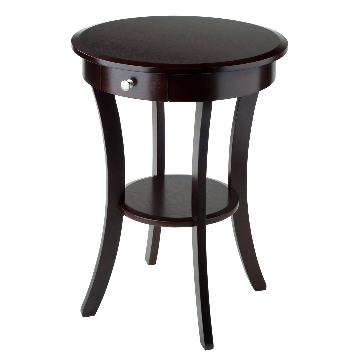 TABLE | Ergode  Wood Sasha Accent Table | Deluxe Size | Ample Space | Elegant Round Design | Storage Drawer & Display Shelf | Multiple Finishes | Easy Assembly | 20 W x 20 D x 27 H | casafoyer.myshopify.com