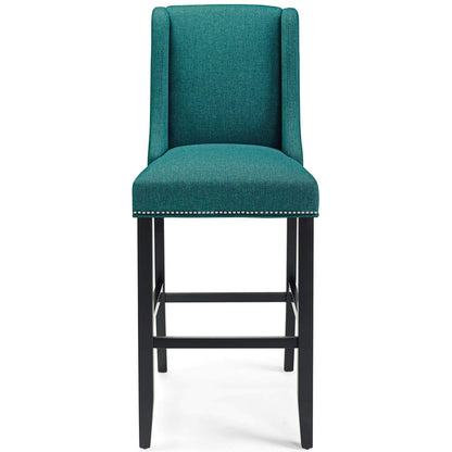 barstools | CasaFoyer Baron Upholstered Fabric Bar Stool | Sophisticated Backrest | Nailhead Trim | Footrest | Plush Cushioning | Stable Solid Wood Frame | Teal | casafoyer.myshopify.com