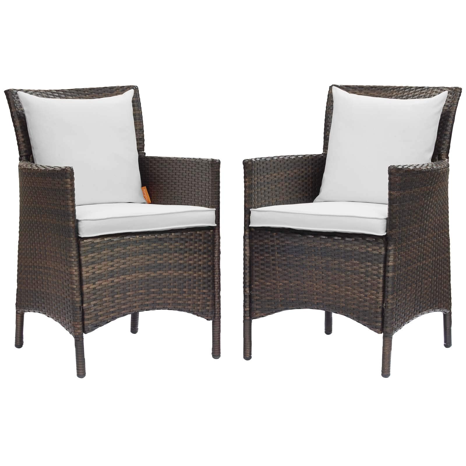 patio bistro sets | CasaFoyer Conduit Outdoor Patio Dining Armchair Set of 2 | Transitional Style | Powder-Coated Aluminum Frames | UV-Resistant Wicker Rattan | Comfortable Cushions | casafoyer.myshopify.com