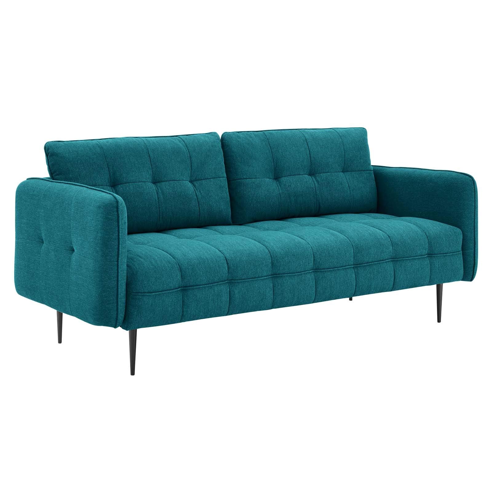 sofas | CasaFoyer Cameron Tufted Fabric Sofa | Contemporary Charm | Mid-Century Design | Soft Polyester | Comfortable Seating | Solid Wood Frame | Easy Assembly | Teal | casafoyer.myshopify.com