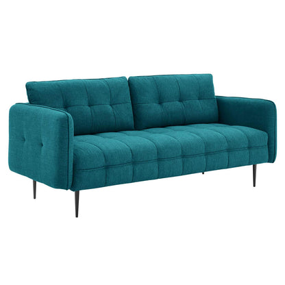 sofas | CasaFoyer Cameron Tufted Fabric Sofa | Contemporary Charm | Mid-Century Design | Soft Polyester | Comfortable Seating | Solid Wood Frame | Easy Assembly | Teal | casafoyer.myshopify.com